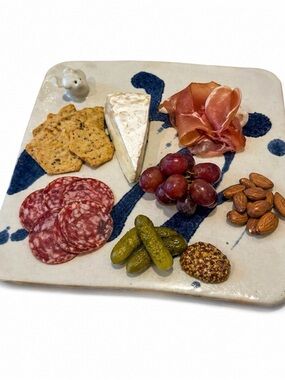 POTTERY Cheese Plate HAND CRAFTED with 3D Mouse 9 1/4" Square